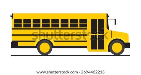Old yellow school bus. Side view, vector image