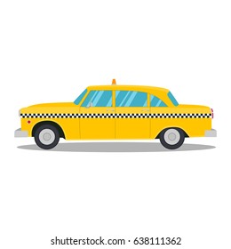 Old yellow taxi isolated on a white background