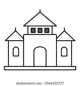 old zamindar house vector art illustration