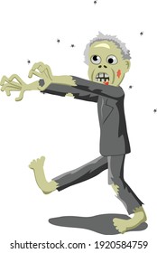 Old zombie politician walking vector