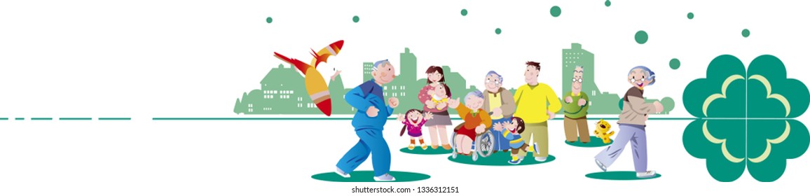 Old-age family and four-leaf clover