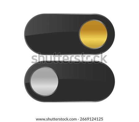olden, black and silver toggle buttons, switch on and off.