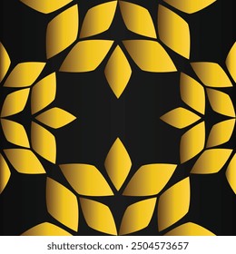 olden flower pattern	on black background