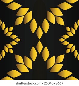 olden flower pattern	on black background