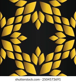 olden flower pattern	on black background