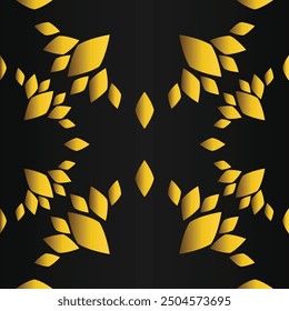 olden flower pattern	on black background