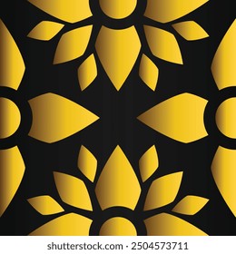 olden flower pattern	on black background
