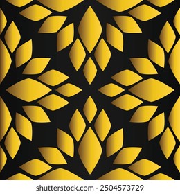 olden flower pattern	on black background