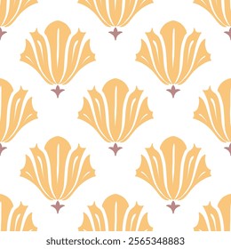 olden Yellow Abstract Floral Seamless Pattern