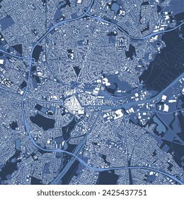 Mapa de Oldenburg, póster de mapa urbano azul de la ciudad alemana