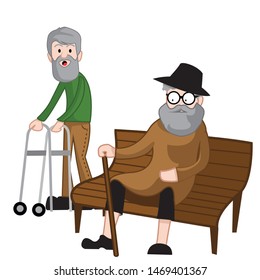 older adult sitting on a bench