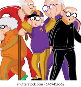 Older adults walking in sweatshirt