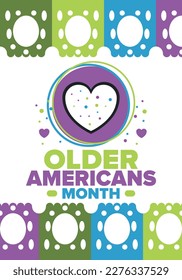 Older Americans Month. Celebrated in May in the United States. National Month of observance for Older Americans. Poster, card, banner and background. Vector illustration