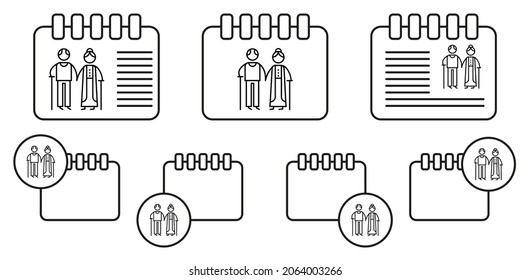 Older couple, family vector icon in calender set illustration for ui and ux, website or mobile application