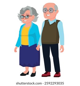 Older couple. Grandfather and grandmother holding hands. Retired people in love