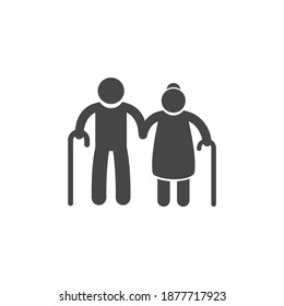 Older Couple Icon Black And White Vector Graphic