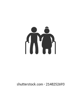 Older Couple Icon Flat Sign Vector Graphic