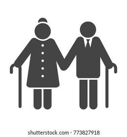 Older Couple Icon. Pension Senior People Symbol, Elderly Or Old-aged Couple Vector Illustration