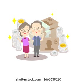 Older Couple and Money vector 