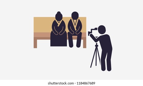 Older couple pictograms taken by photographer