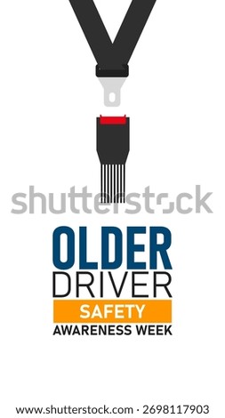 Older Driver Safety Awareness Week Poster Banner and Background Abstract Design Template with Elderly Driver and Car Illustration for Road Safety Education for mobile responsive