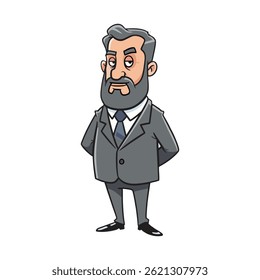 
older man in gray suit vector illustration