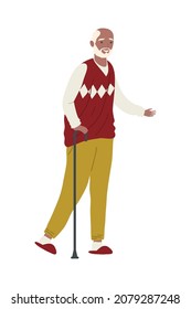 older man icon with walking stick
