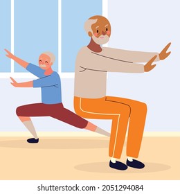 older men doing activity physical cartoon