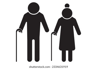 older person silhouette vector illustration