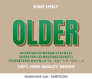 Older retro text effect Green style. Premium Vector