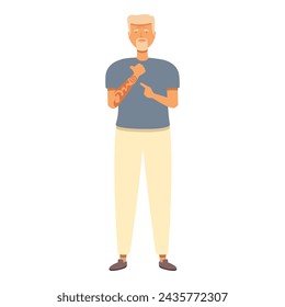 Older tattoos person icon cartoon vector. Smile cute fan. Senior punk