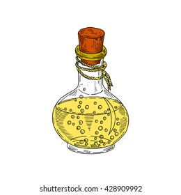 Older vial of potion, witches vessel, magical liquid