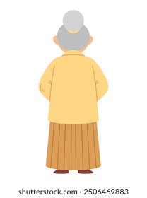 older woman back view cartoon