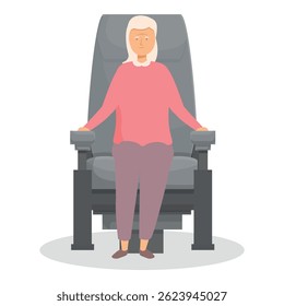 Older woman is sitting comfortably in a movie theater, enjoying a film