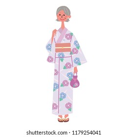 An older woman in yukata