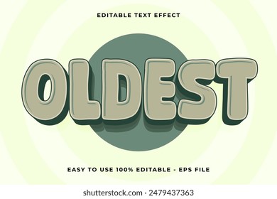 oldest Editable text effect 3d Trendy Cartoon template style vintage vector