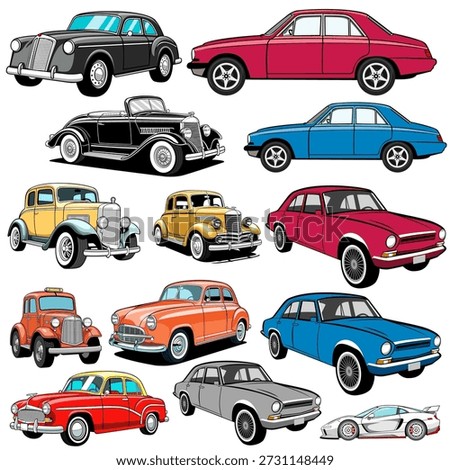 oldest model vintage car collection images hand drawn vector illustration vehicle 