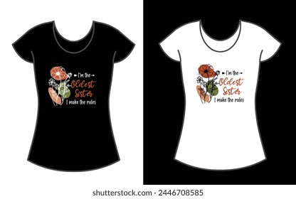 Ich bin die älteste Schwester, die ich die Regeln mache. Sister Rules T-Shirts, älteste mittlere jüngere Sisters Shirt, passende Mädchen Geschwister T-Shirts,