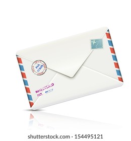 Old-fashioned Airmail Realistic Paper Envelope. Vector Illustration