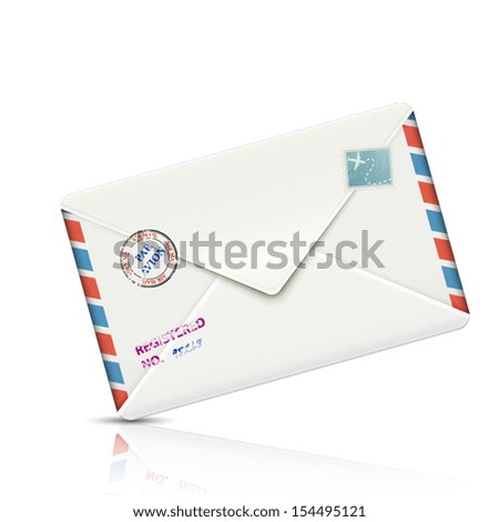 Old-fashioned Airmail Realistic Paper Envelope. Vector Illustration