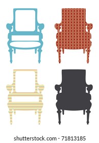 Old-fashioned armchair on white background