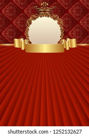 old-fashioned background with decorative frame and crown