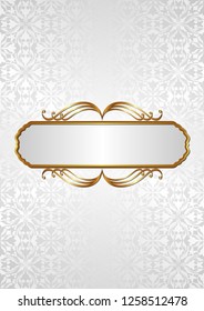 old-fashioned background with golden frame and decorative pattern