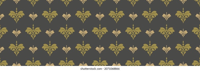 Old-fashioned background pattern with beautiful with floral ornament on a dark background for your design. Seamless background for wallpaper, textures. Vector illustration.