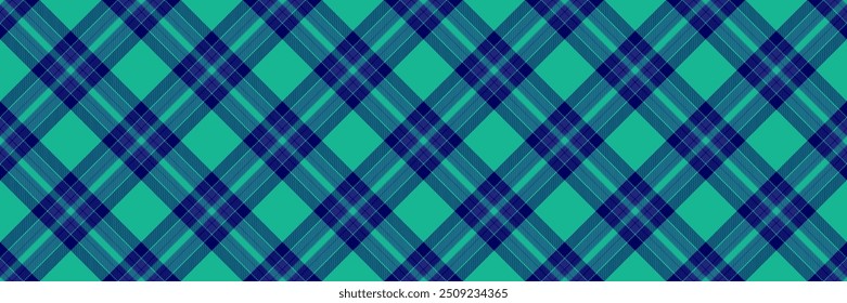 Cheque de tartán de fondo anticuado, tela celta sin costuras a cuadros. Tejido de textura de patrón de Vector de lino en paleta de colores azul y verde azulado.