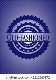Old-fashioned badge with jean texture