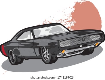 Un auto negro anticuado, dibujado con la intención y belleza del auto, es una imagen vectorial.