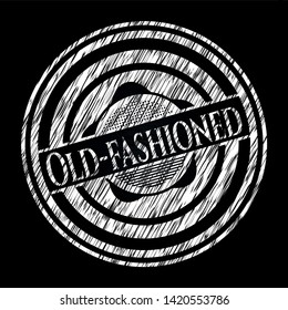 Old-fashioned chalk emblem written on a blackboard. Vector Illustration. Detailed.