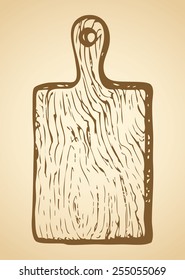 Old-fashioned cutting board. Vector freehand ink drawn background sketchy in scrawl antiquity style of pen on paper with space for text