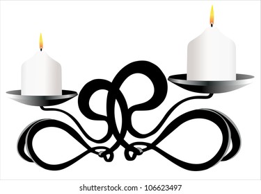 Old-fashioned elegant candlestick isolated on white background